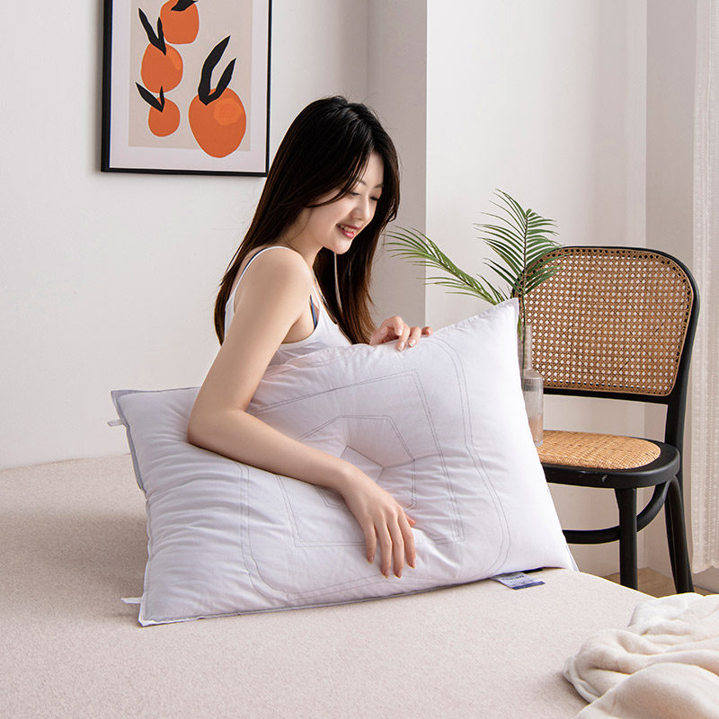 Feather velvet hotel pillow core cervical spine pillow to help sleep home single double pillow core pillow