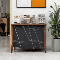 Italian minimalist black and white sideboard modern minimalist side cabinet living room bedroom high cabinet Nordic light luxury Rock board porch cabinet