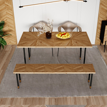 Nordic light luxury solid wood dining table household small apartment rectangular table modern simple living room dining table and chair combination