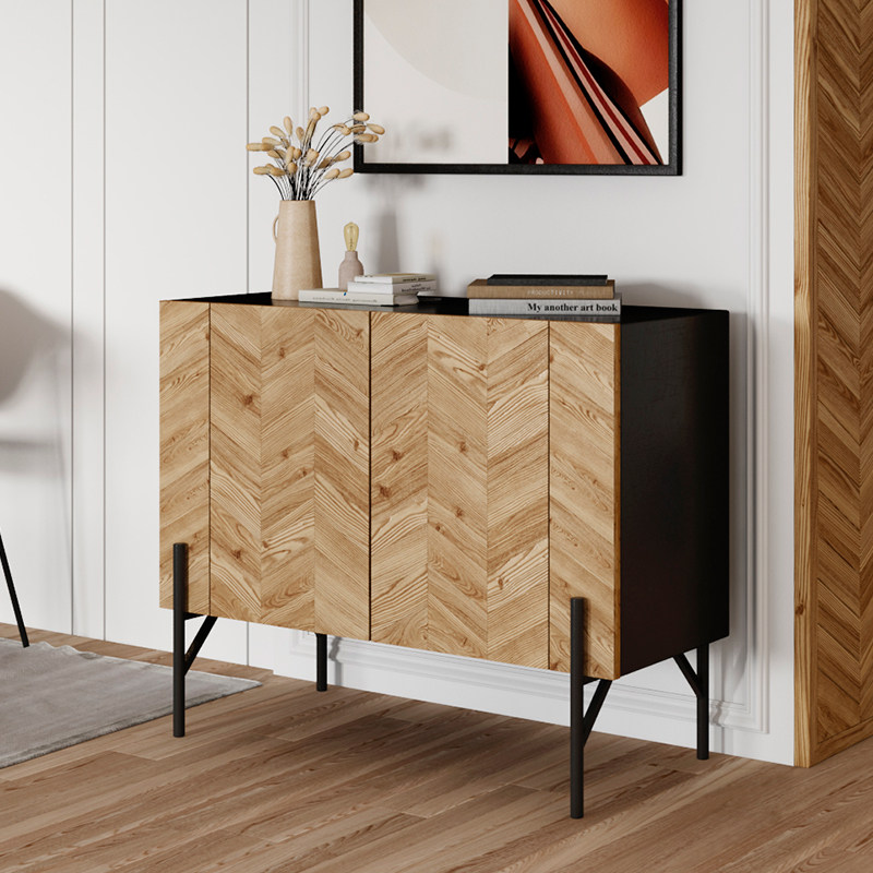 Nordic light luxury dining side cabinet living room side cabinet small apartment household solid wood locker modern minimalist entry porch cabinet