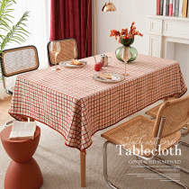 Nordic ins style hipster tablecloths modern simple red plaid cotton linen table fabric tea table mat table cloth