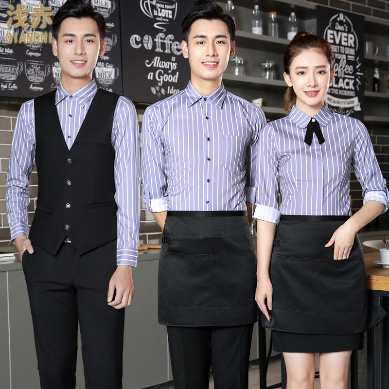 Hotel waiter work clothes men and women long-sleeved catering western restaurant hotel coffee shop cashier vest tooling male