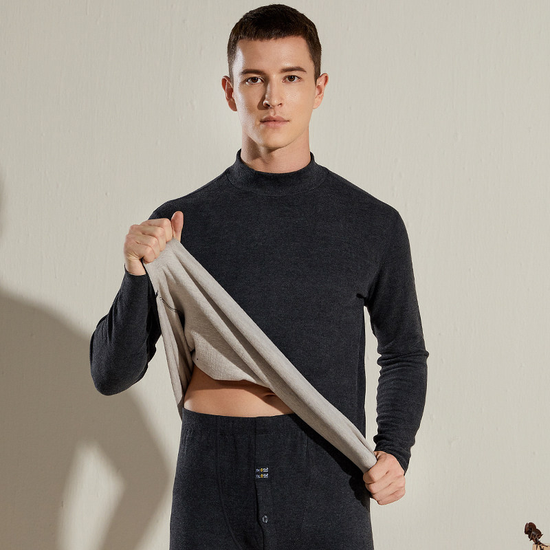 German velvet half turtleneck heating jacket men's plus velvet thickening can be worn outside long-sleeved bottoming jacket with hot autumn clothes