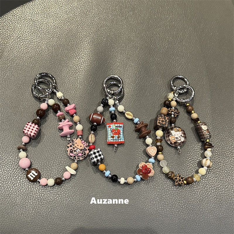 Cute brown leopard print phone charm, bag pendant, AirPods Pro earphone case charm