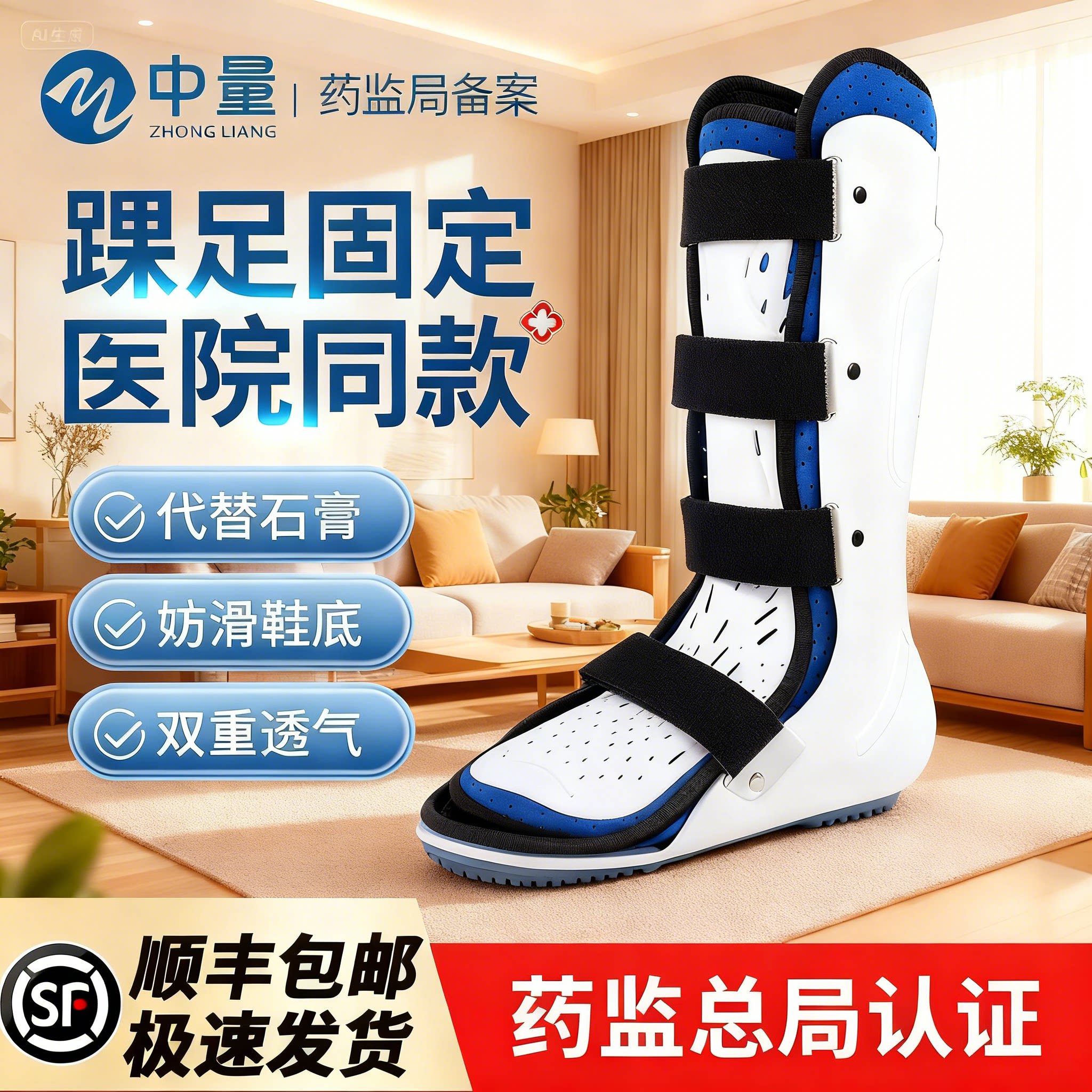 踝关节固定支具下肢跖骨小腿术后足部支架康复鞋脚踝骨折扭伤护具