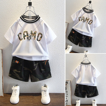 Boy suit Summer boy speed dry short sleeves camouflares summer dress male baby Han version handsome boy clothes child tide clothes