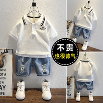 Boy suit Summer childrens white polo shirt handsome tide boy clothing 2022 New kids trendy summer clothes