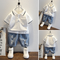 Male Baby Suit Summer 2022 New Boy Summer Fried Street Boy Clothes Summer Clothes Children White Childrens Clothing