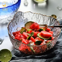 Komei Wo Japanese Irregular Glass Bowl Phnom Penh Hammer Fruit Vegetable Salad Bowl Creative Large Dessert Bowl