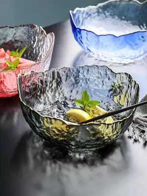 Komei Wo Japanese Irregular Glass Bowl Phnom Penh Hammer Fruit Vegetable Salad Bowl Creative Large Dessert Bowl