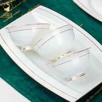 Golden time dishes set home European gold Penh Jingdezhen bone porcelain tableware rice bowl noodle bowl dish combination
