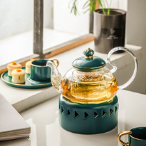 Japanese court flower tea Tea set Heated fruit teapot Household flower tea cup Ceramic glass English afternoon tea