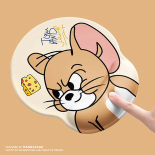 Tom and Jerry Mouse Pad Wrist Guard Silicone Soft Cushion Cute Simple Girl Model Ins Style E-Sports Small Office Desk Mat Creative Hand Guard Cartoon Computer Hand Rest Boy Three-dimensional