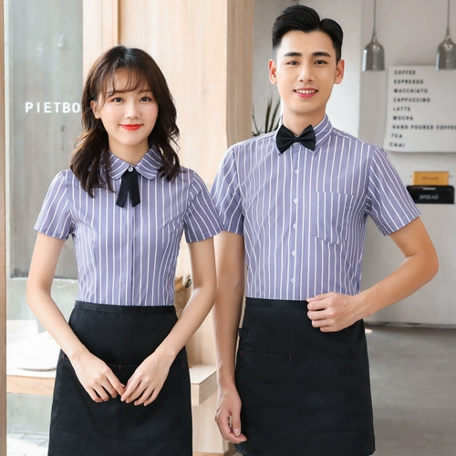 Отец -официант отель Catering Worker Olding Женская летняя короткая коротка -Западный ресторан Hotpot Hotpot Coffee Milk Tea Working