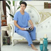 Fat guy 50 60 70 years old summer wear a set of fat plus father cotton silk pajamas home wear short sleeve pants