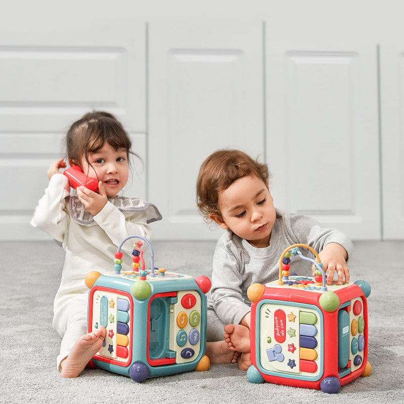 babycare six-face box multifunction 1 year old 2-year-old baby hexahedron Puzzle Toy Shape Pairing Early building blocks