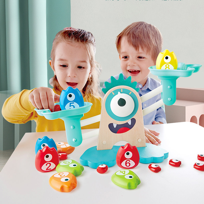 Hape Dazzling Digital Sky Flat Scales Children Maths Puzzle Wood Toy Baby Balance Logical Thinking Training