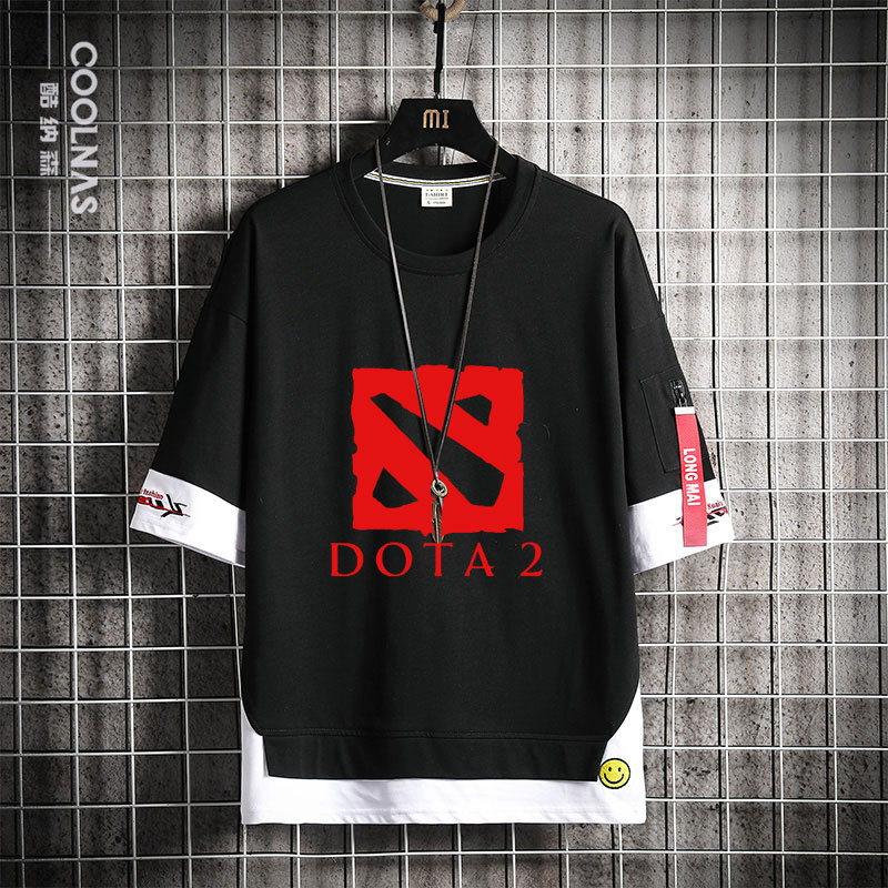 Dota2 Dota Logo Is Inferior to Others, I Bow in Defeat Short-Sleeve T-Shirt Trendy Brand Men's Ribbon Fashion Clothes Pure Cotton