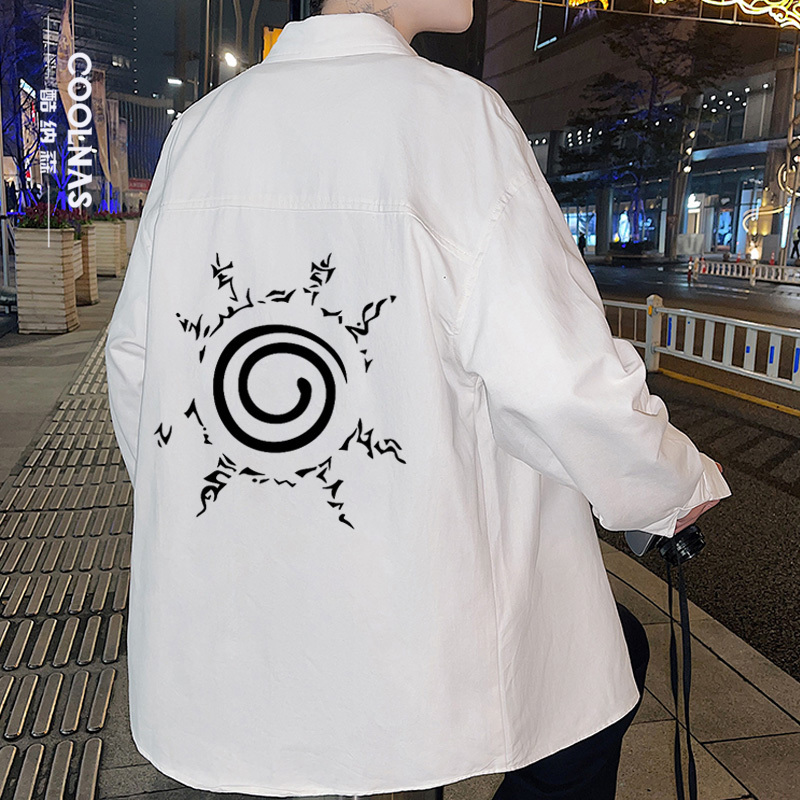 Naruto Collaboration Clan Emblem Japanese Anime Two-Dimensional Long-Sleeve Men's Printed Shirt Jacket Spring and Autumn Trendy