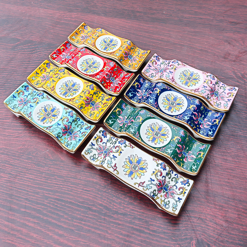 Jingdezhen Ceramic Chopstick Holder Enamel Bone China Household Exquisite Chopstick Rest Three-Purpose Chopstick Holder Spoon Rest Dining Table Jingdezhen Ceramic Chopstick Holder Enamel Bone China Household Exquisite Chopstick Rest Three-Purpose Chopstick Holder Spoon Rest Dining Table