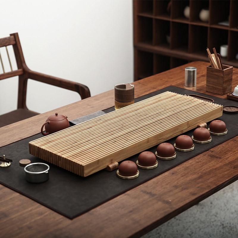 Home Tea Tray Minima Day Style Bamboo Tea Table Drain Type Small Clear New Kongfu Tea Furniture Set Group Tea Sea Dry Foam Tray