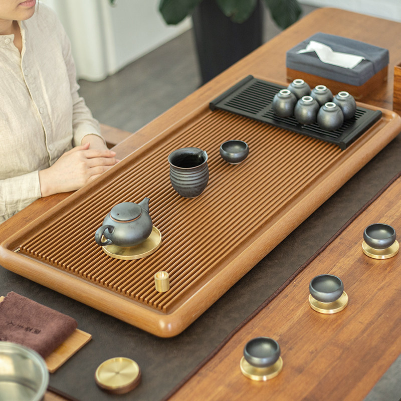 Germany 32 electric wood tea trays Home drainage Modern minimalist tea Haikongfu tea furniture set of dry bubbles large tea table