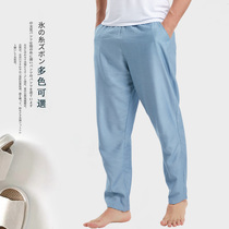Pajama pants mens spring and autumn thin ice silk cotton linen trousers loose size sleeping home pants spring and autumn home pants