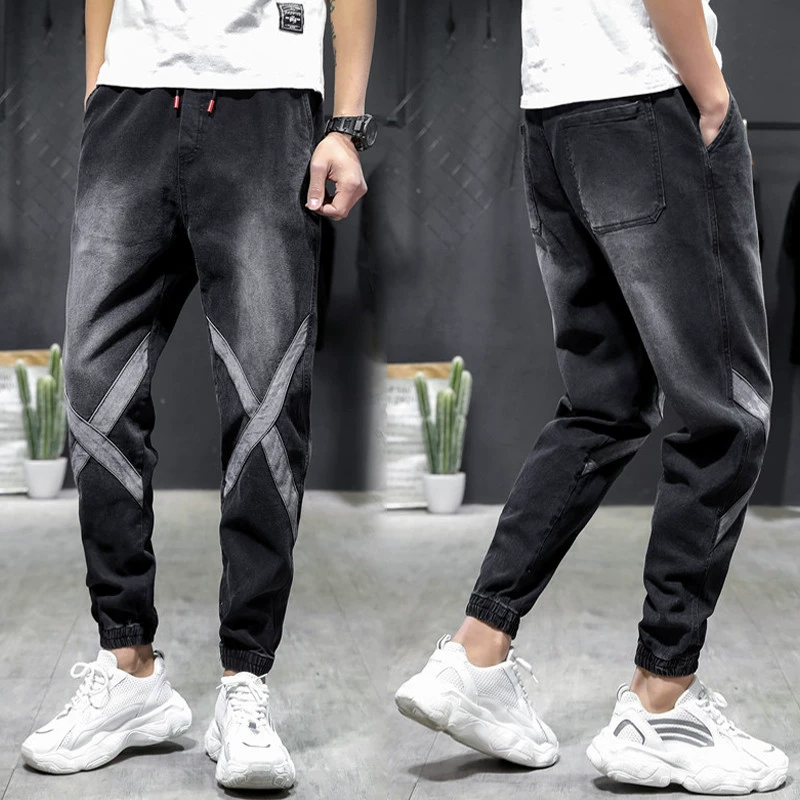 Mùa hè quần jeans dây rút co giãn Phiên bản Hàn Quốc của quần lọt khe chín điểm xu hướng quần tất nam phù hợp với quần nam - Quần jean