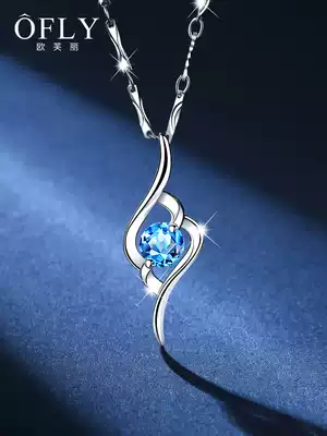 999 sterling silver necklace female clavicle chain Light luxury jewelry jewelry Crystal pendant lettering Birthday gift for girlfriend