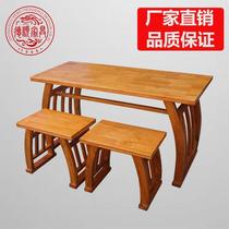 Solid wood Chinese culture table antique saddle table kindergarten training class double student desks and chairs retro calligraphy and painting table