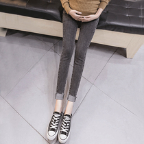 Pregnant women jeans spring thin spring spring summer nine-point bottoming pants tight slim wear versatile pregnant womens small pants