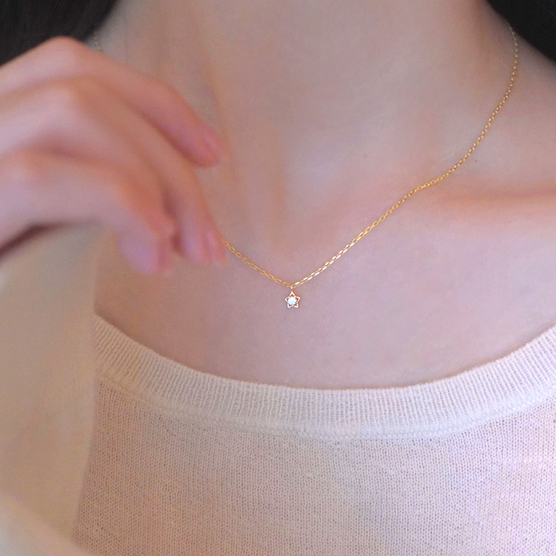 【Bloo·Childlike】和風ミニスターニッチネックレス ヒーリングスターリングシルバー シンプル鎖骨チェーン レディース