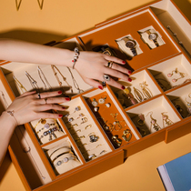 High-grade luxury leather jewelry box wardrobe drawer divider hand jewelry watch Jewelry necklace storage box customization