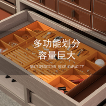 High-end luxury leather jewelry box wardrobe drawer type large capacity high-grade exquisite jewelry earrings storage box customized