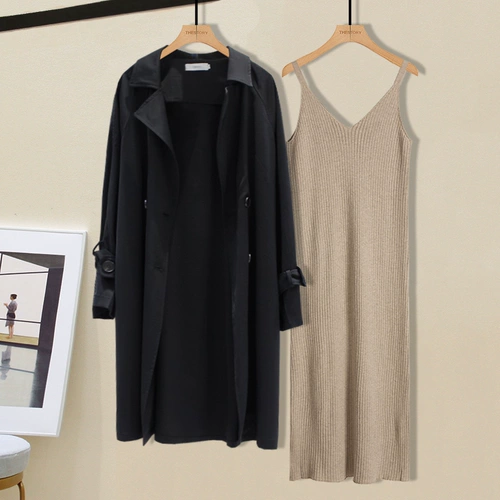 Осенний комплект, плащ, майка, платье, коллекция 2021