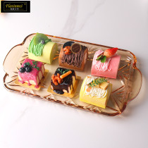 Flavents crystal glass rectangular tray European-style fruit tray home with tea tray cup tray tray 1399