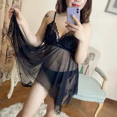 Sexy underwear pajamas show provocative sexy transparent temptation bathrobe shop owner real-life real-shot show plus size fat mm