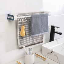  Bathroom towel rack punch-free hanging towel rack Nordic simple kitchen towel rack single rod shelf double layer