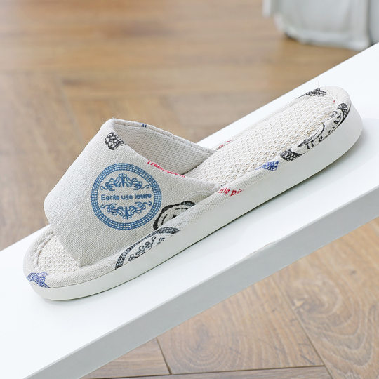 Parent-Child Linen Cartoon Children's Slippers Spring and Summer Korean Style Indoor and Outdoor Women's Slippers Home Fabric Wooden Floor