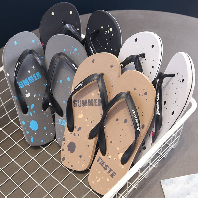 Flip flops men's summer Korean style outerwear personality casual flip flops students beach non-slip sandals and slippers men's thick bottom drag