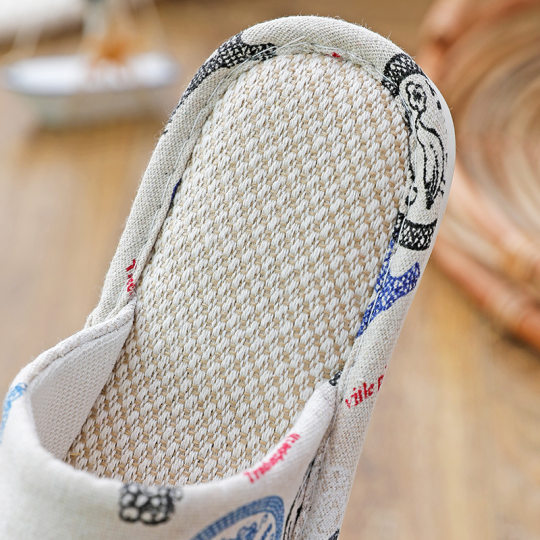 Parent-Child Linen Cartoon Children's Slippers Spring and Summer Korean Style Indoor and Outdoor Women's Slippers Home Fabric Wooden Floor
