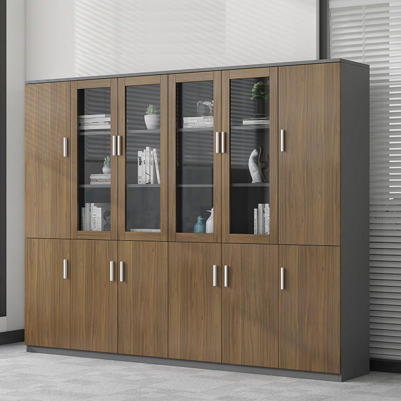 Guanda Office File Cabinet Wooden Simple Modern Book Cabinet with Door Lock Office Archive Storage Cabinet