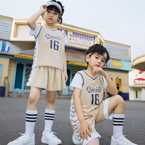Children Summer Clothing Basketball Suit Speed Dry Boy Basketball Clothes Training Suit Breathable Jersey Tee Shirt Short Sleeve Two-piece Set