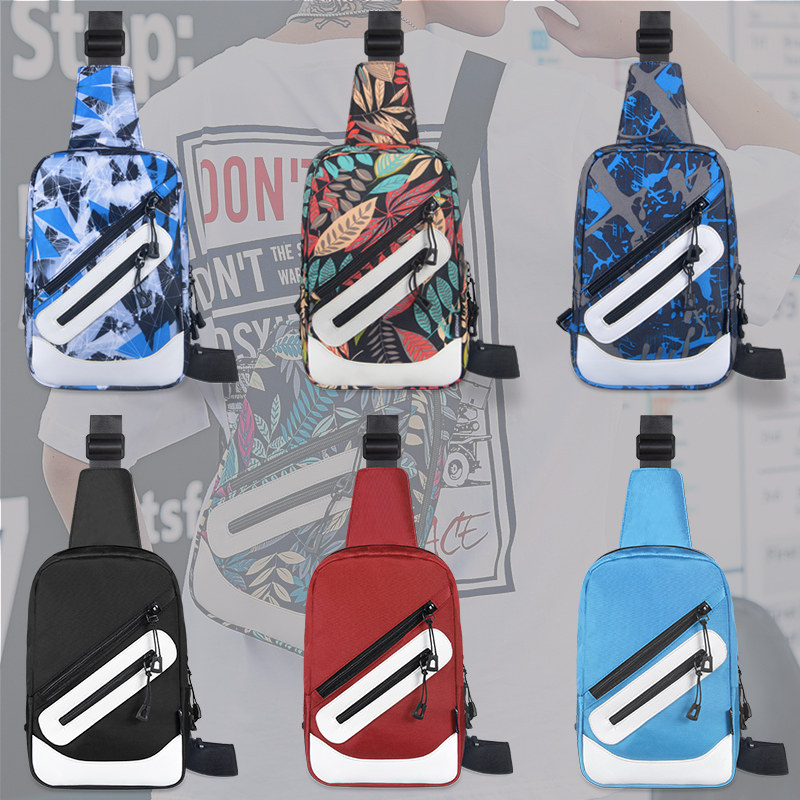 New Casual Men's Diagonal Satchel 100 Lap Single Shoulder Bag Women Ins Tide Student Chest Bag Tidal Card Personality Chest front Little Shoulder Bag