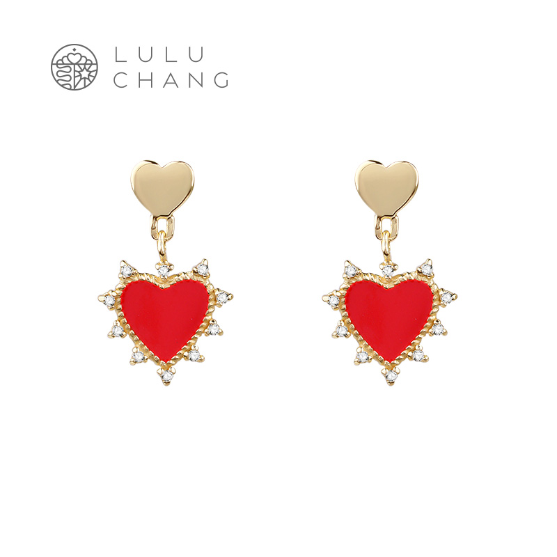 luluchang earshot woman 925 pure silver new fashion temperament to girlfriend shine Heart Series ear pin