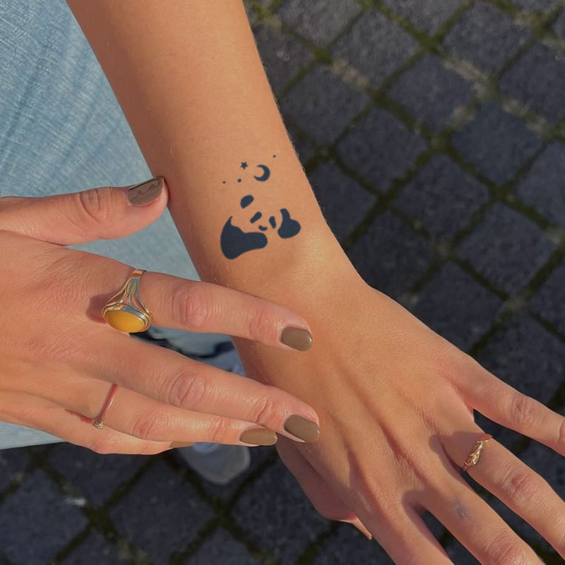 Gattoo Panda Series National Treasure Cute Round Glue-Free Waterproof Tattoo Stickers