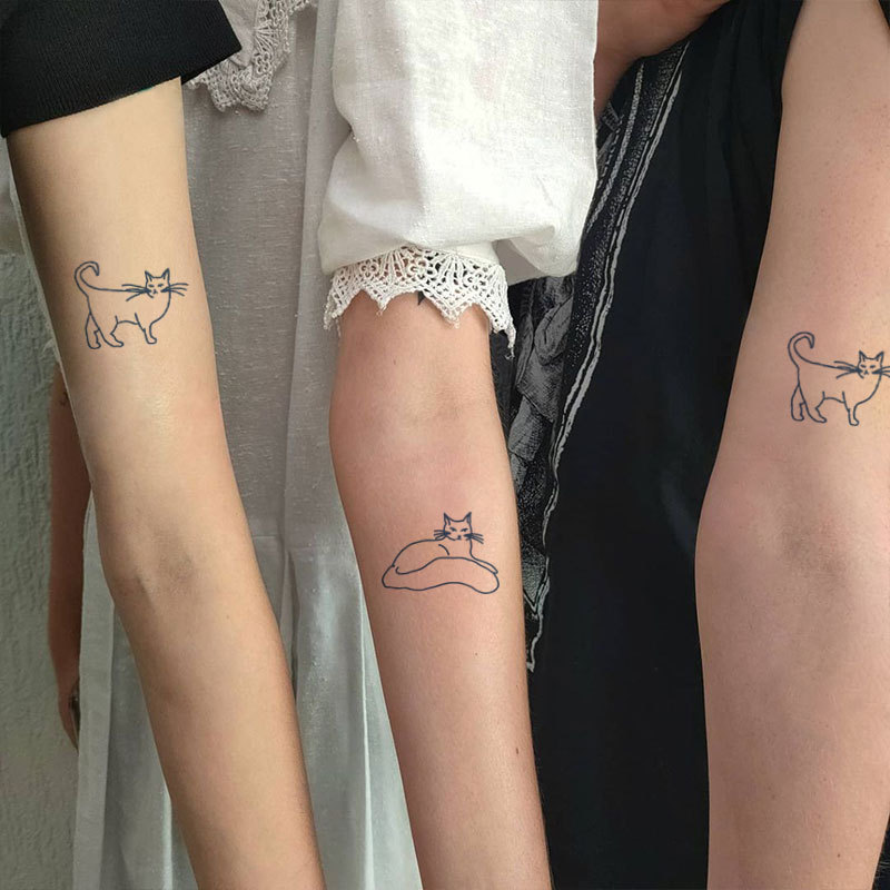 Gattoo【Best Friend Series】Sun Moon Cat Bunny Bouquet Waterproof Arm and Leg Tattoo Stickers