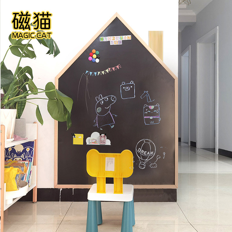 Magnetic cat bamboo wood border blackboard wall stickers household children's magnetic blackboard wall kindergarten teaching writing graffiti wall baby dust-free creative magnet blackboard stickers writing set environmentally friendly and dust-free