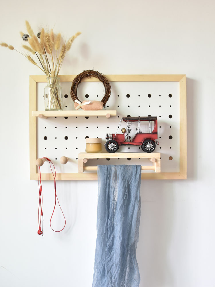 Nordic simple meter box hole board Wooden storage wall occlusion decorative painting electric box Dining room shelf free hole