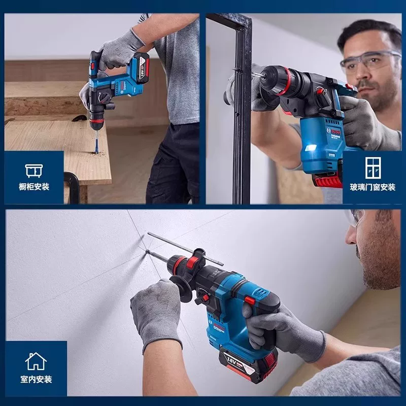 Электроинструмент: ударная дрель-шуруповерт с аккумулятором Bosch литий-ионный аккумулятор, ударная дрель, зарядка, универсальный, бытовой, бесщеточная GBH18V-18